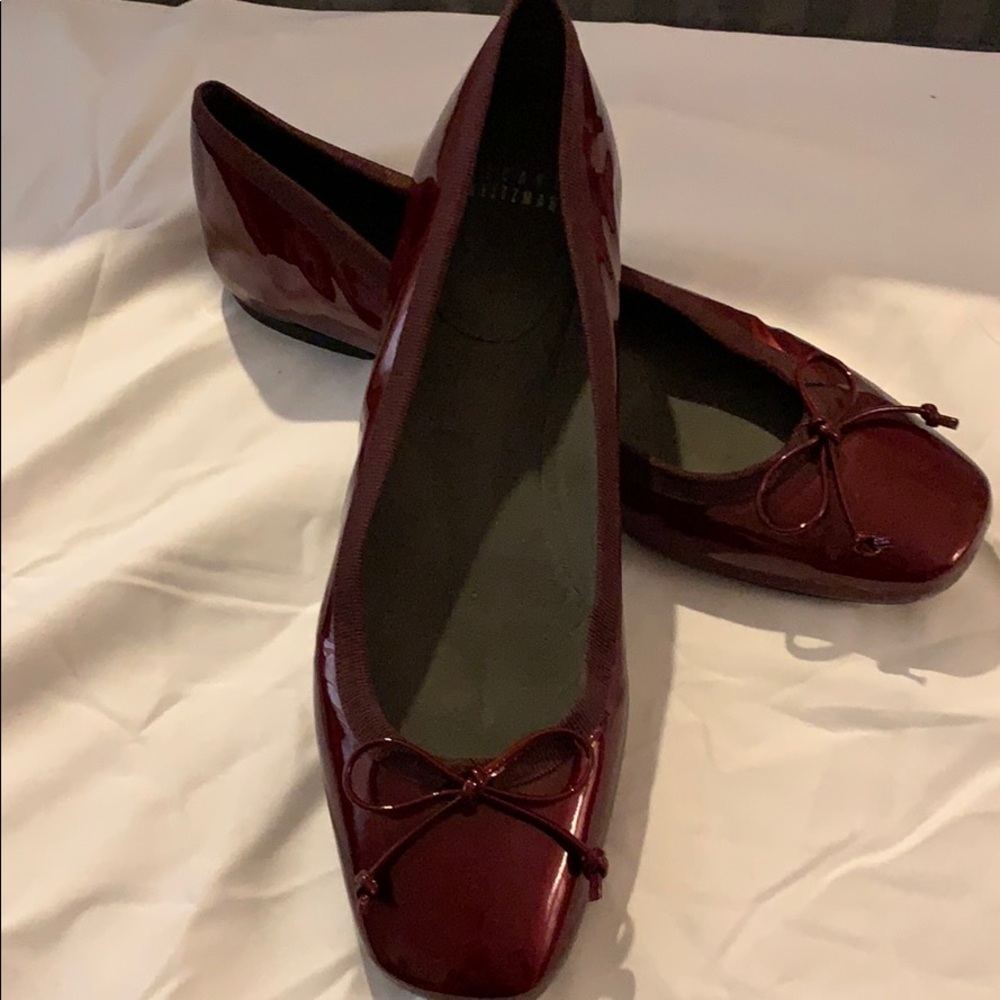 Stuart Weitzman burgundy patent flats